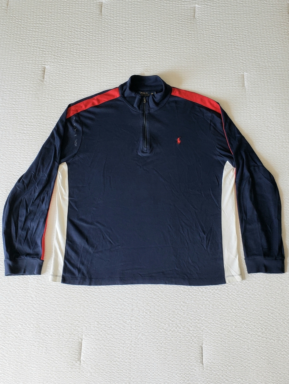 POLO RALPH LAUREN Men's 1/4 Zip Pima Soft Touch Pullover Sweatshirt (XXL) Navy